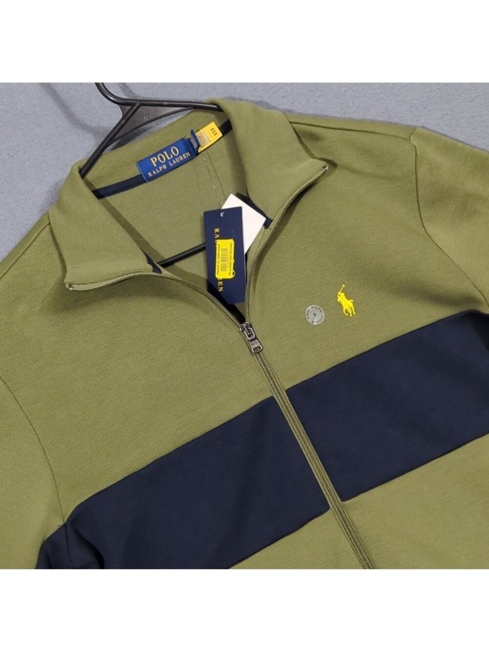 Polo Ralph Lauren Double Knit Track Jacket Men's S Green Striped Full Zip  NWT